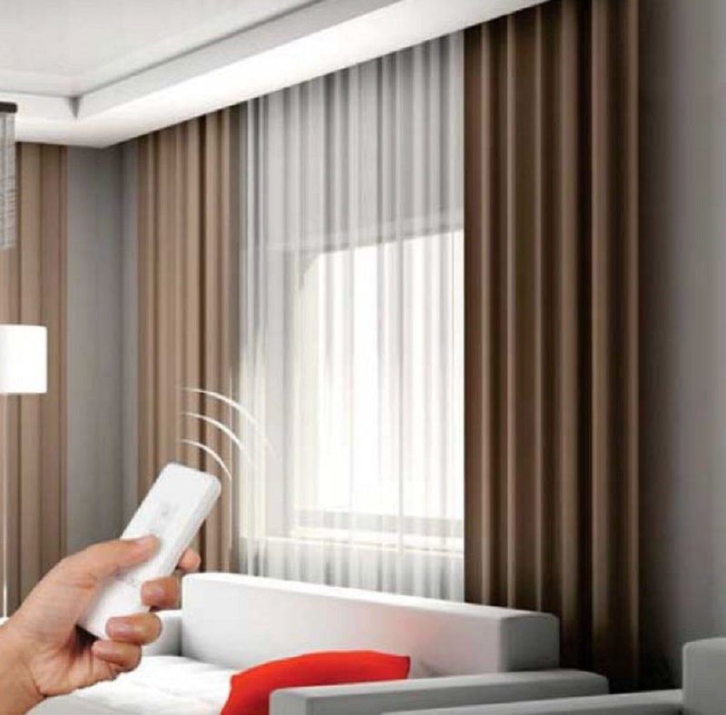Rèm cửa phòng ngủ thiết kế hiện đại tự động
