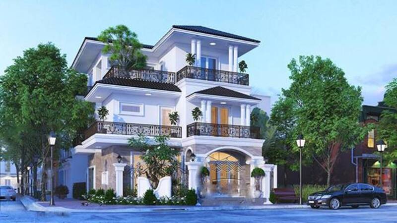 Sở hữu vị trí 2 mặt tiền đắc địa nên lựa chọn thiết kế mẫu biệt thự 3 tầng để tạo ấn tượng tốt