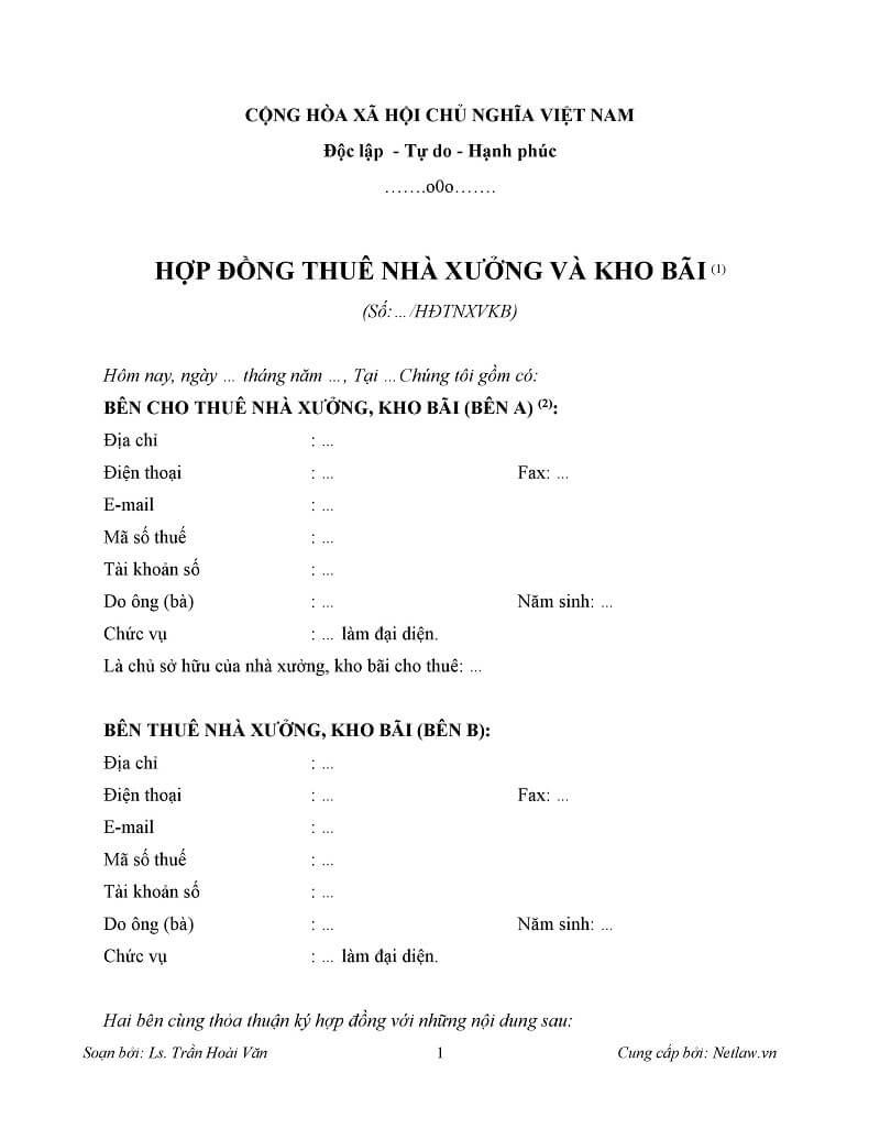 Thế nào là hợp đồng thuê nhà xưởng?