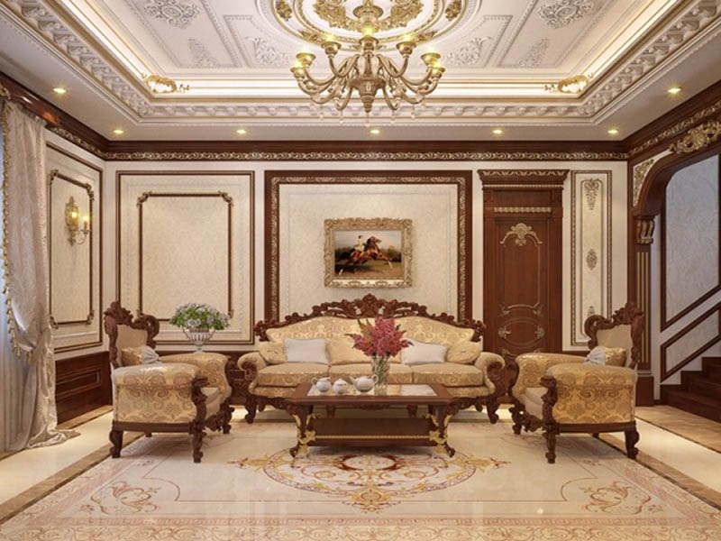Trang trí phòng khách tân cổ điển