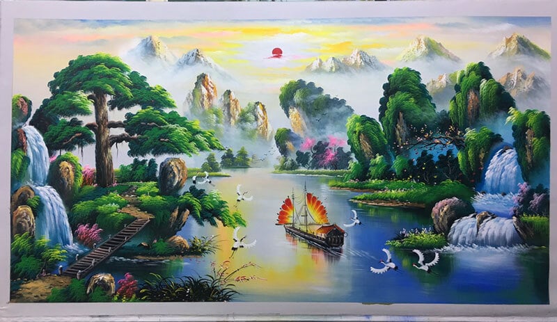 Tranh phong thủy phòng khách hợp với tuổi mang lại may mắn tài lộc cho gia đình