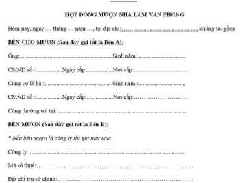 Cách viết một hợp đồng mượn nhà làm văn phòng 2022