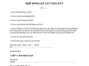 Một số vấn đề lưu ý khi ký kết hợp đồng ký gửi nhà đất