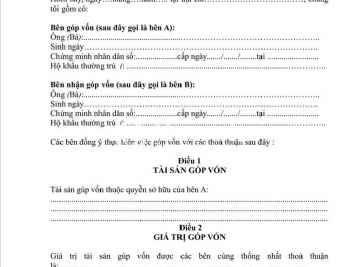 Mẫu hợp đồng góp vốn mua đất được sử dụng chi tiết nhất