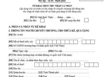 Mẫu tờ khai thuế thu nhập cá nhân chuyển nhượng đất