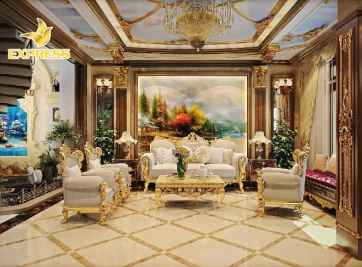 Nội thất sang trọng của phòng khách biệt thự tân cổ điển