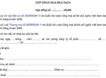 Các điều khoản của hợp đồng mua bán vật liệu xây dựng 