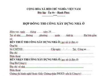 Những quy định cũng như nguyên tắc cần thực hiện trong hợp đồng xây dựng nhà ở