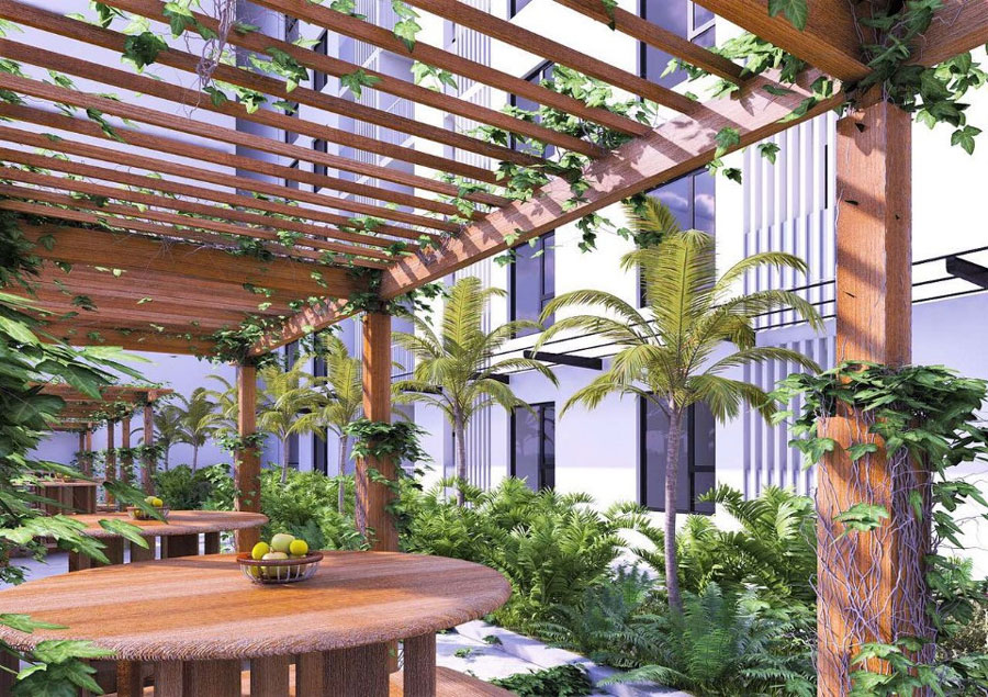 Vườn treo xanh mát tại Jamila Lam Điền