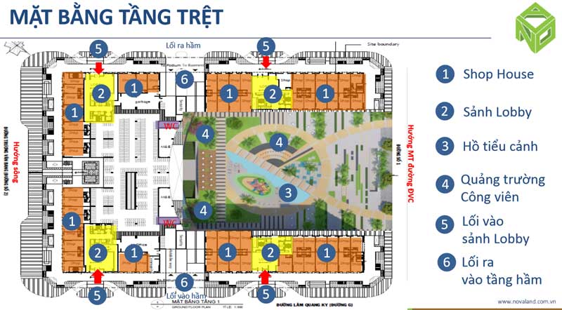 Mặt bằng tầng trệt Victoria Village