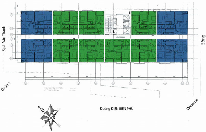 mặt bằng căn hộ 152 điện biên phủ