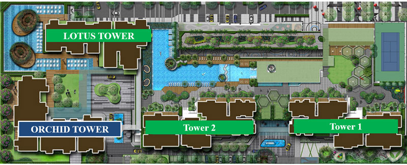 sơ đồ vị trí của các tòa căn hộ chung cư Vista Verde