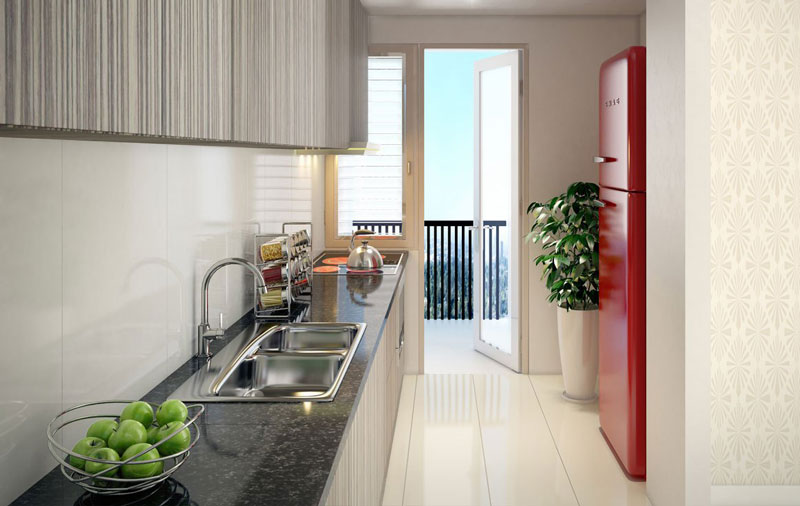 Phòng bếp căn hộ hiện đại và sang trọng