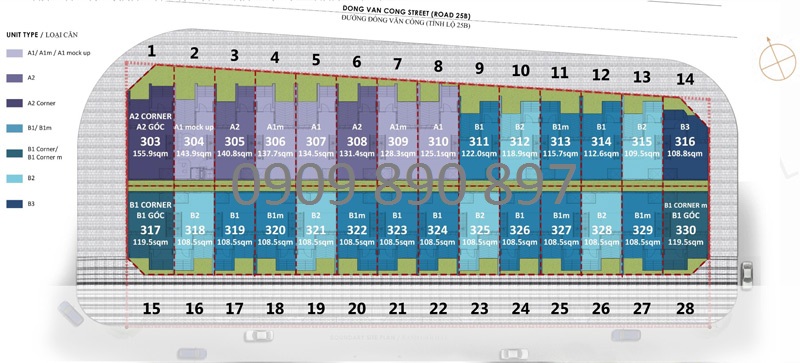 Mặt bằng 28 căn Nhà Phố D2EIGHT VISTA VERDE