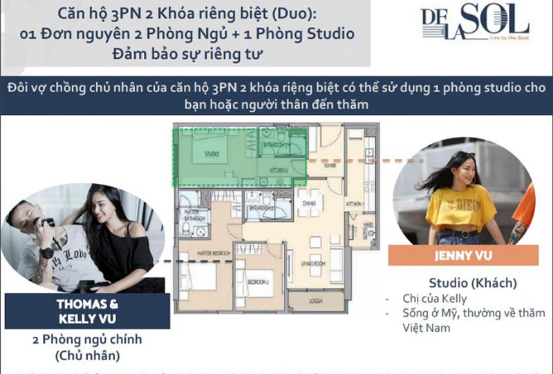 Căn hộ 3 Phòng Ngủ DUO Delasol