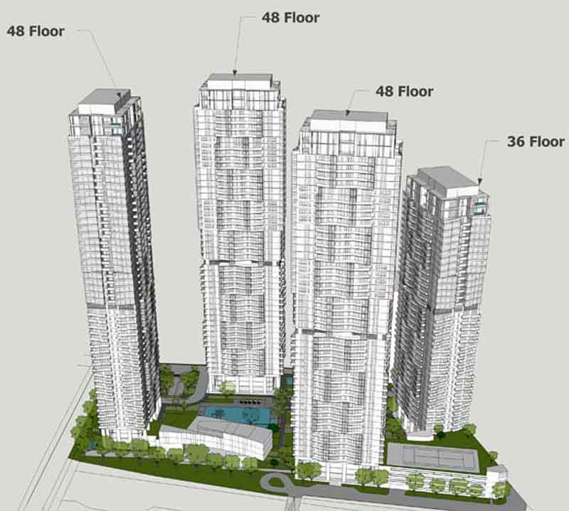 Phối cảnh thiết kế 4 tòa căn hộ tại dự án Masteri Parkland Q2