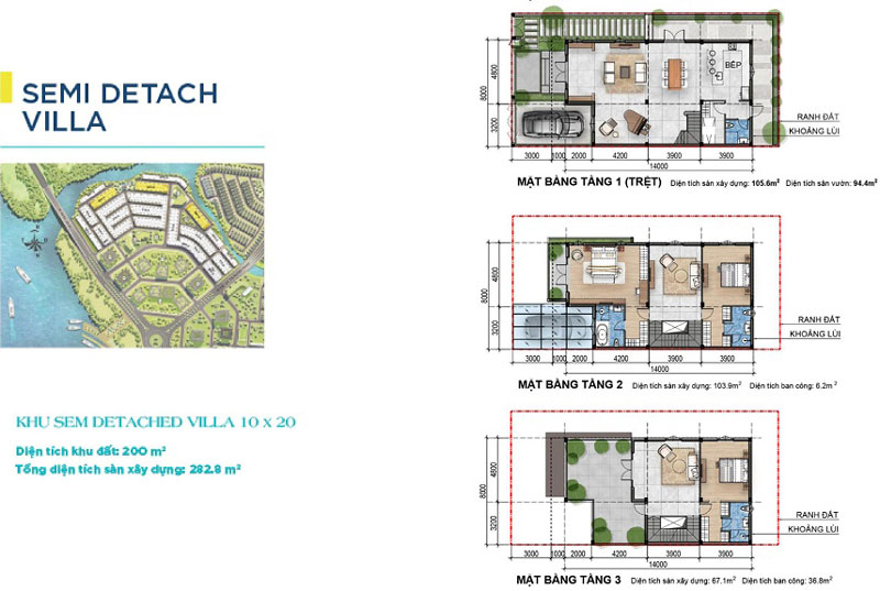 Mặt bằng thiết kế biệt thự Aqua City Nova Đồng Nai