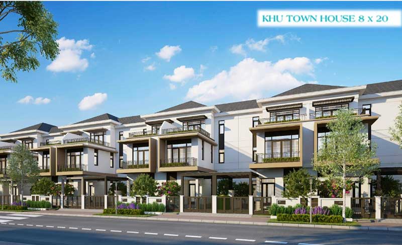 Phối cảnh Nhà Phố Town House 8x20 Aqua City Novaland