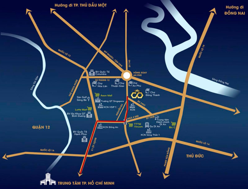 Vị trí dự án Icon Central ở dĩ an bình dương rất đắc địa