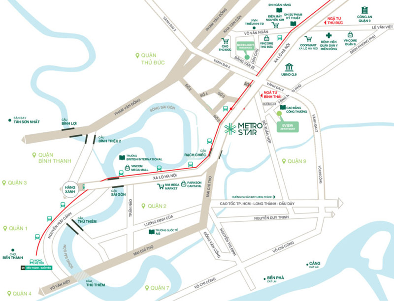 Sơ đồ địa chỉ vị trí dự án chung cư Metro Star đường Xa Lộ Hà Nội Quận 9