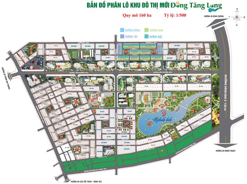 Mặt bằng thiết kế và bản đồ phân lô dự án nhà phố biệt thự tại khu đô thị Đông Tăng Long Quận 9
